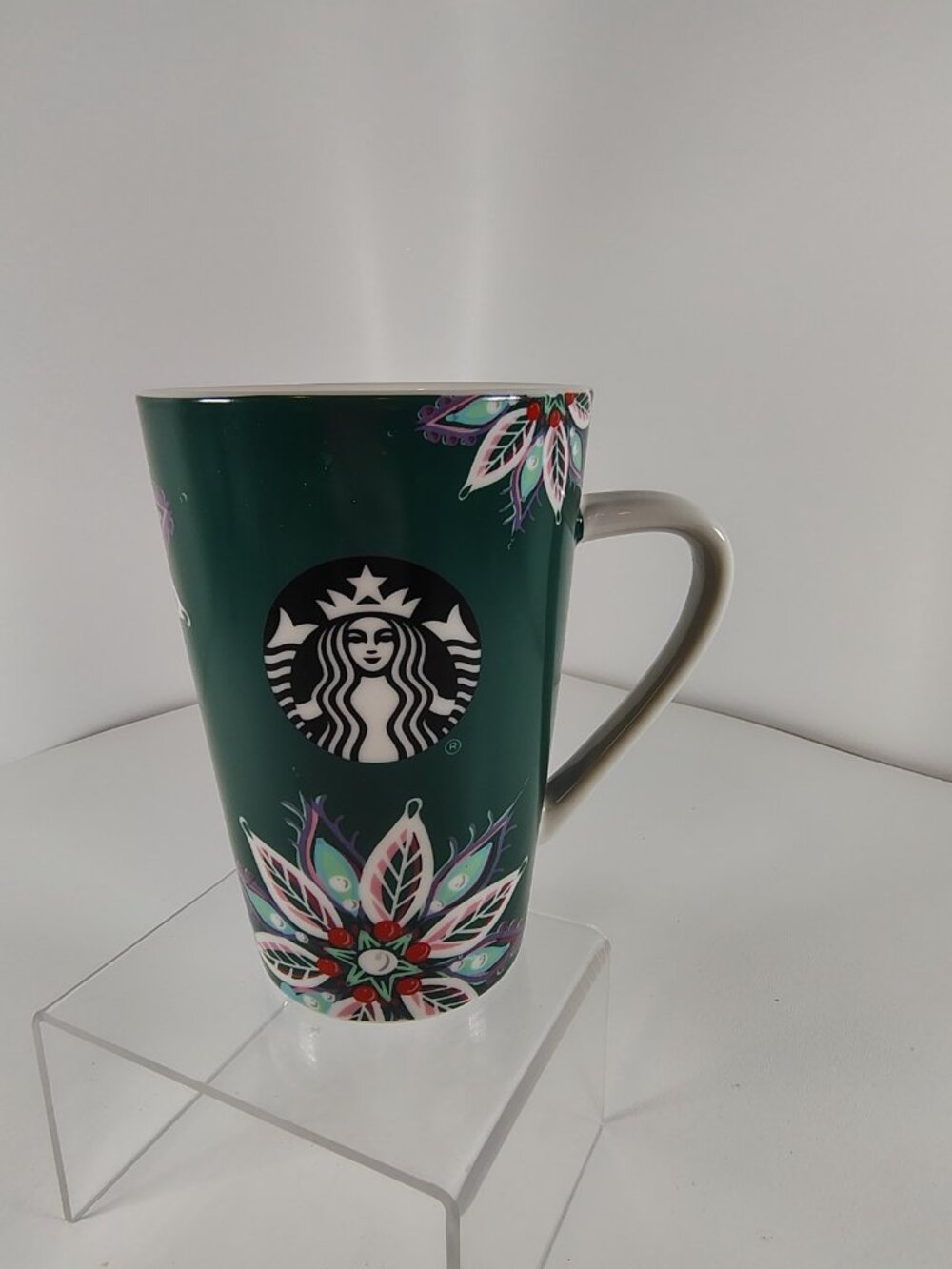 Starbucks Tall Green Floral Holiday (2020) Coffee Mug Cup 12 fl oz